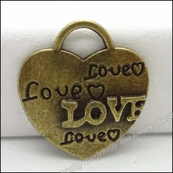 

50pcs Vintage Charms love Heart Pendant Antique bronze Fit Bracelets Necklace DIY Metal Jewelry Making