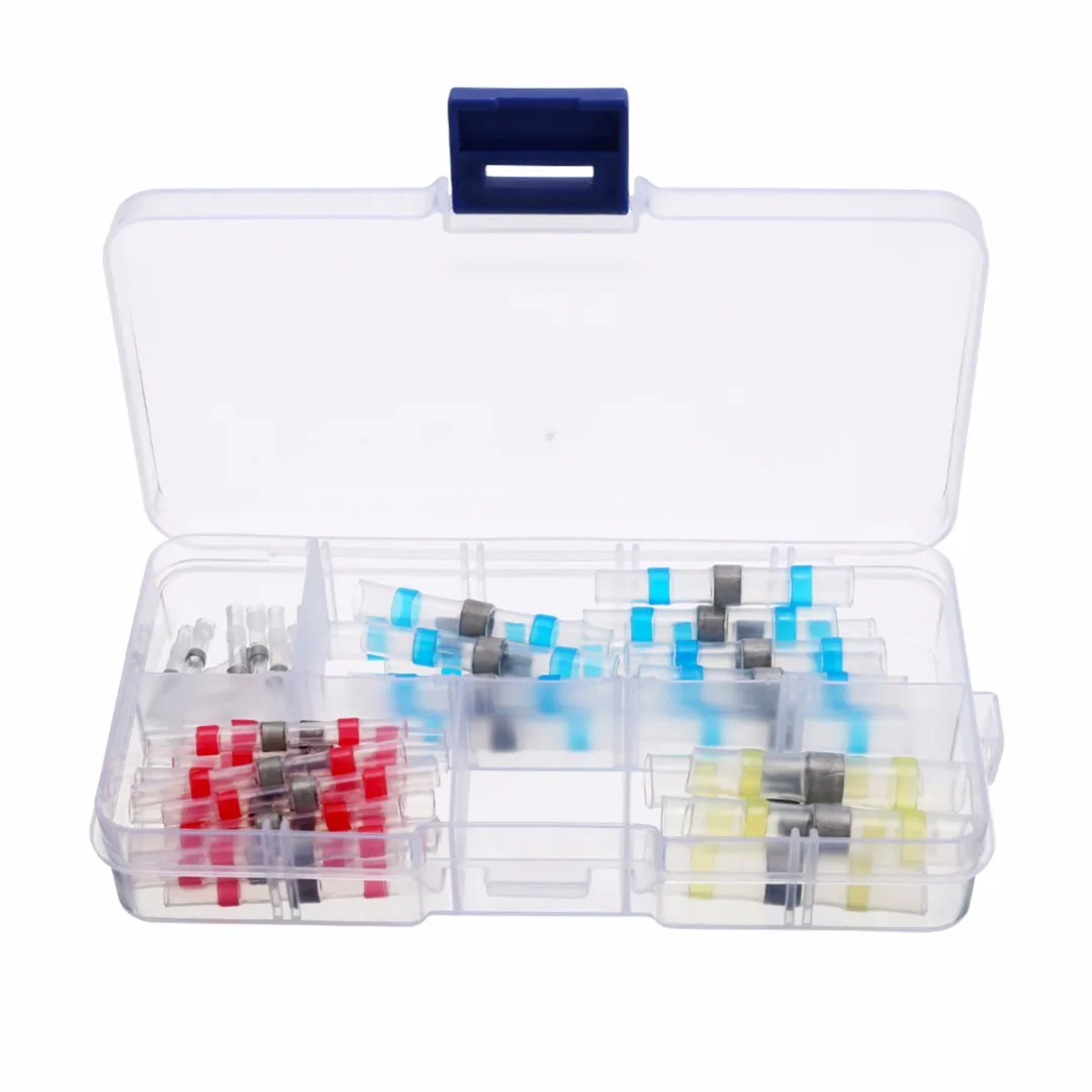 

50pcs Polyolefin Heat Shrink Solder Sleeves Crimp Electrical Wire Butt Terminals Connectors 26-10 AWG with Box