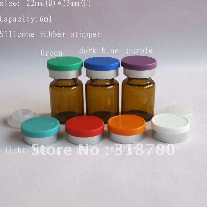 Free Shipping 6ml amber glass vial silicone rubber stopper flip off cap 2ml 5ml till 20ml 2
