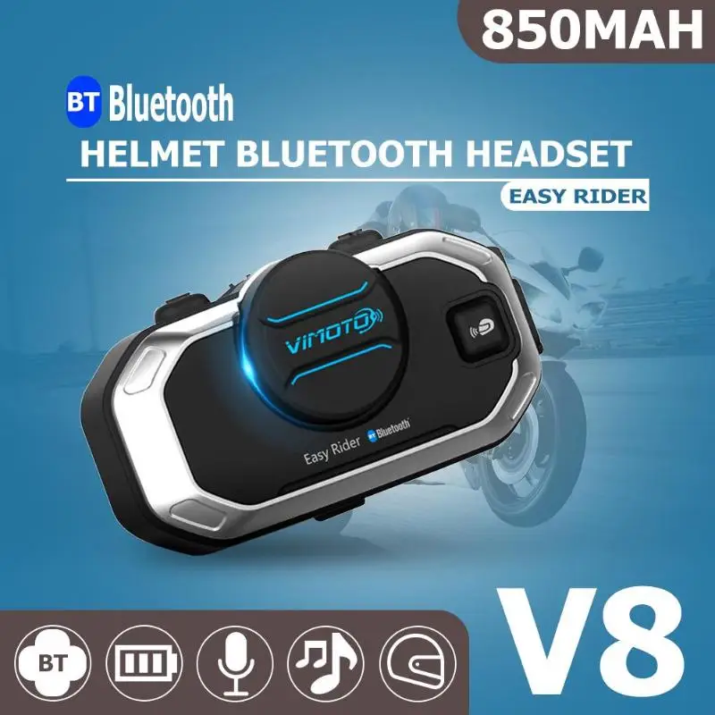 Беспроводная стереогарнитура Vimoto V8 для мотоциклетного шлема 850 мАч GPS радио Bluetooth