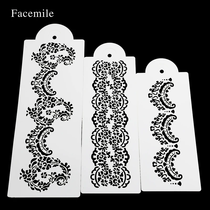 Facemile 3 шт./компл. волнистый помадка торт Deorationg трафарет свадебный украшение 55062|cake