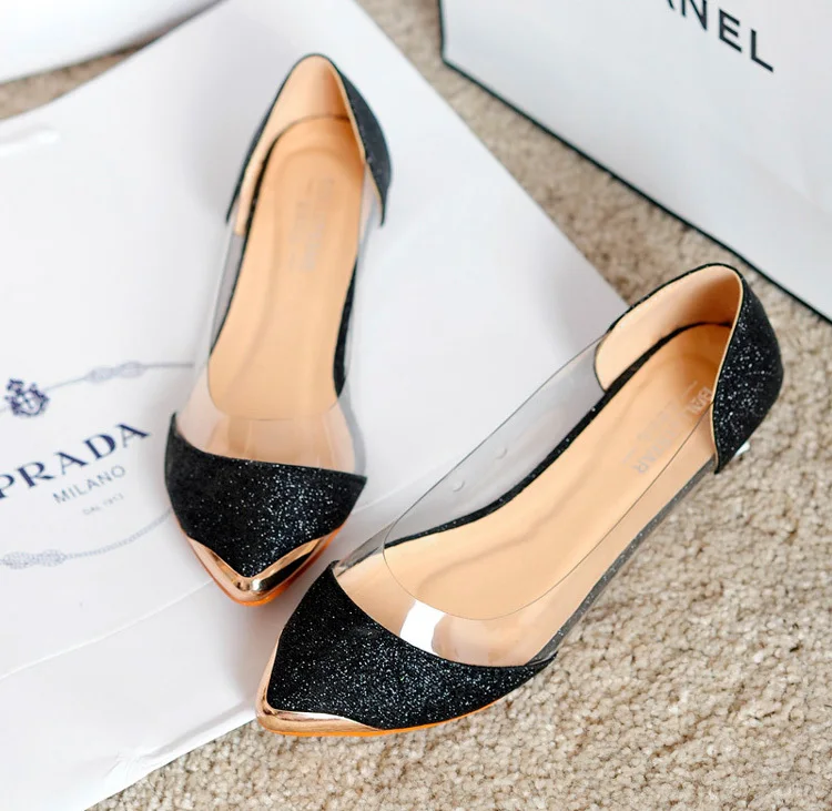 black and gold flat shoes