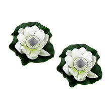 2x Солнечный СВЕТОДИОДНЫЙ светильник с плавающим лотосом, белые лепестки, 7 цветов, меняющий светильник, цветочный орнамент, украшение для бассейна