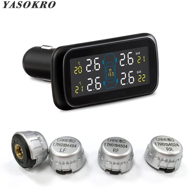 YASOKRO U903 Auto Tire Pressure Alarm Sensor 4 External Sensors Tire