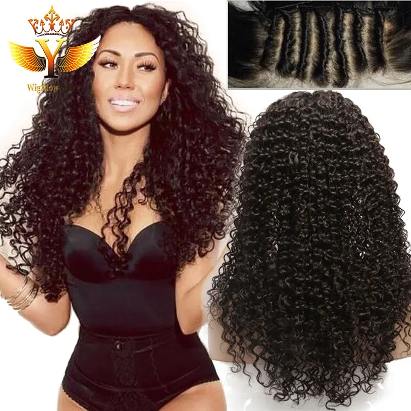long kinky curly wig black virgin brazilian curly hair lace wig