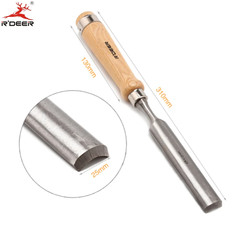 RDEER 25 мм долото для резьбы по дереву, нож с прямой ручкой, хромованадиевые инструменты для резьбы по дереву