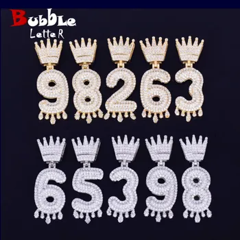 

Crown Bail Drip Initials Bubble Number Chain Necklaces & Pendant For Men Women Gold Color Cubic Zircon Hip Hop Jewelry