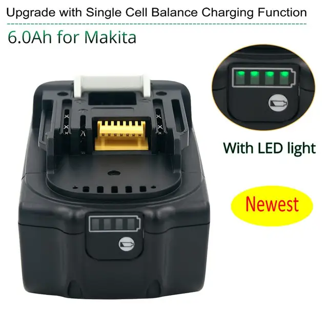 Latest Upgraded BL1860 Rechargeable Battery 18 V 6000mAh Lithium ion for Makita 18v Battery BL1840 BL1850 BL1830 BL1860B LXT 400 1
