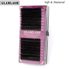 GLAMLASH 16 строк Премиум Соболь накладные натуральные матовый черный, для наращивания ресниц оптом ресницы для наращивания ресниц реснички для макияжа