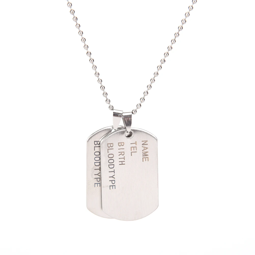Mens Nameplate Military Style Dog Tags Chain Mens Pendant Necklace