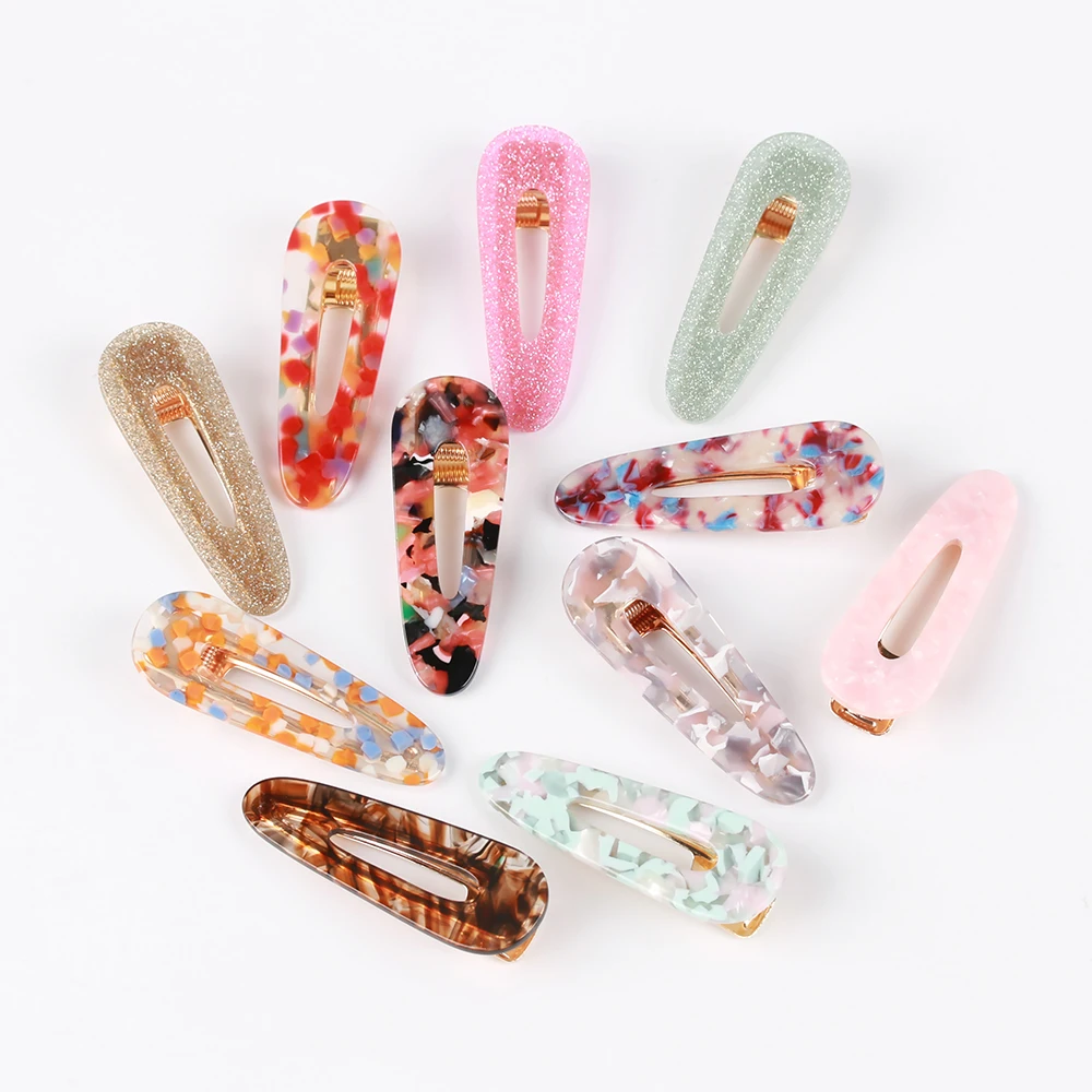 

1PC Fashion Colorful Geometric Waterdrop Shape Hair Clips Metal Gold Leopard Dots Hairpins for Women Hair Styling Accessories