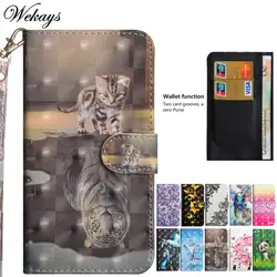 Wekays мультфильм 3D Cat кожа флип чехол для телефона для huawei Y3 Y5 Y6 Y9 2018 наслаждаться 8 плюс Y5 Y6 2017 P Smart заказать 7 s задняя крышка