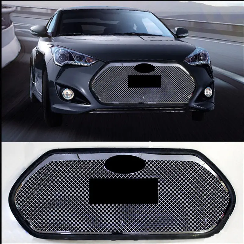 Stainless Steel Front Hood Middle Grille Grill Fit For Hyundai Veloster