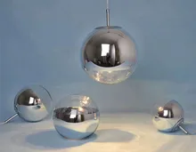 Modern Chrome Mirror Ball Pendant Lights Glass Bubble Ball Lamp Lighting For Dinning Room