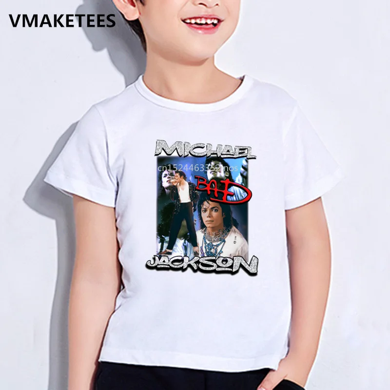 Детская летняя футболка для девочек и мальчиков детская футболка с принтом рок-н-ролл-звезда Майкл Джексон крутая повседневная одежда для малышей HKP5145