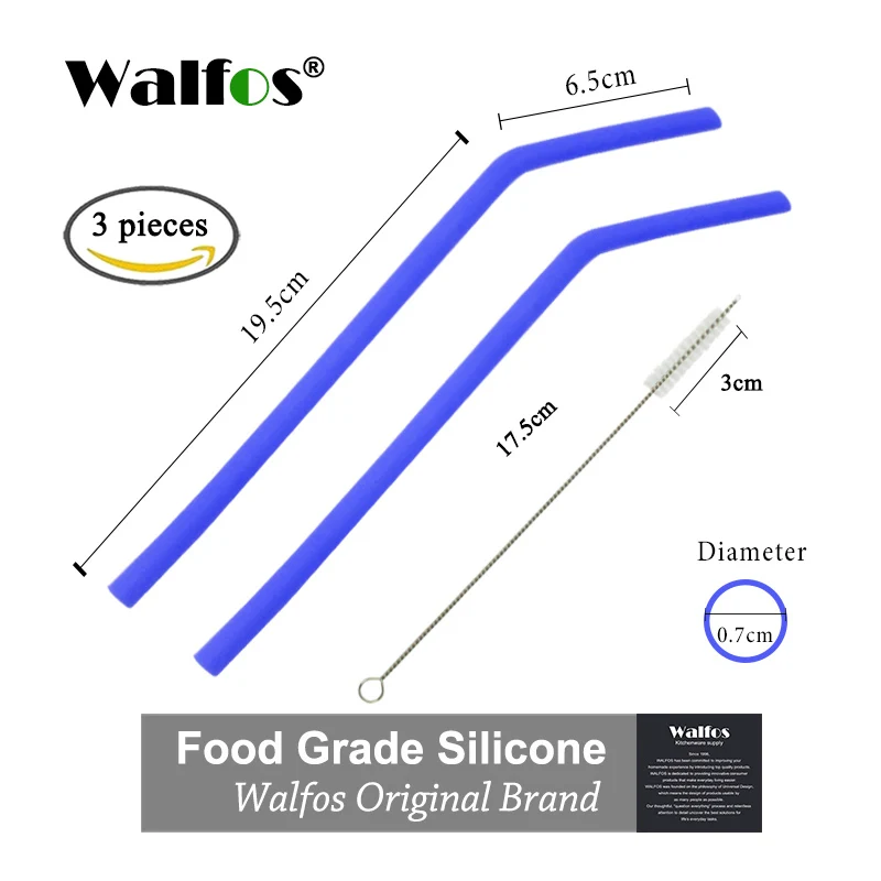 WALFOS 2 шт Высокое качество 304 пищевая нержавеющая сталь металл питьевой соломы Многоразовые трубочки+ 1 щетка для очистки - Цвет: small blue