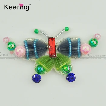 

100% manual 8.3 * 2.7 CM mixed color butterfly design Sequin patch WPHB-144