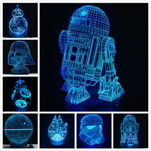 2018 NEW 3D Lamp Death Star War R2D2 BB-8 Darth Vader Stormtrooper Knight LED Table NIGHT LIGHT Multicolor Cartoon Toy Luminaria