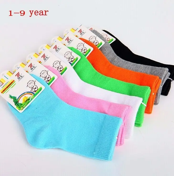

3 pairs spring&autumn candy color cotton socks for children girls socks with boys socks 1-9 year