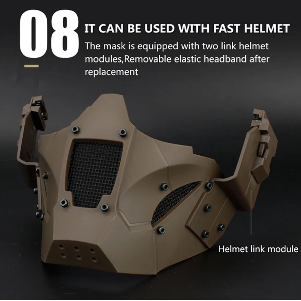 WosporT Tactical Airsoft Paintball Accessories Iron Warrior Mask Half Face Mask Use With Fast Helme