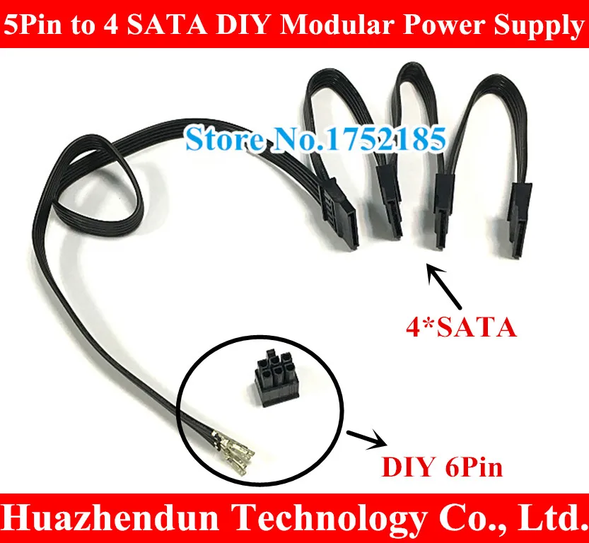 

DIY 6Pin PCI-E to 4 SATA Molex 15pin Modular Power Supply Adapter Cable For Seasonic KM3 Series/seasonic SS-620GM/V850/SF600