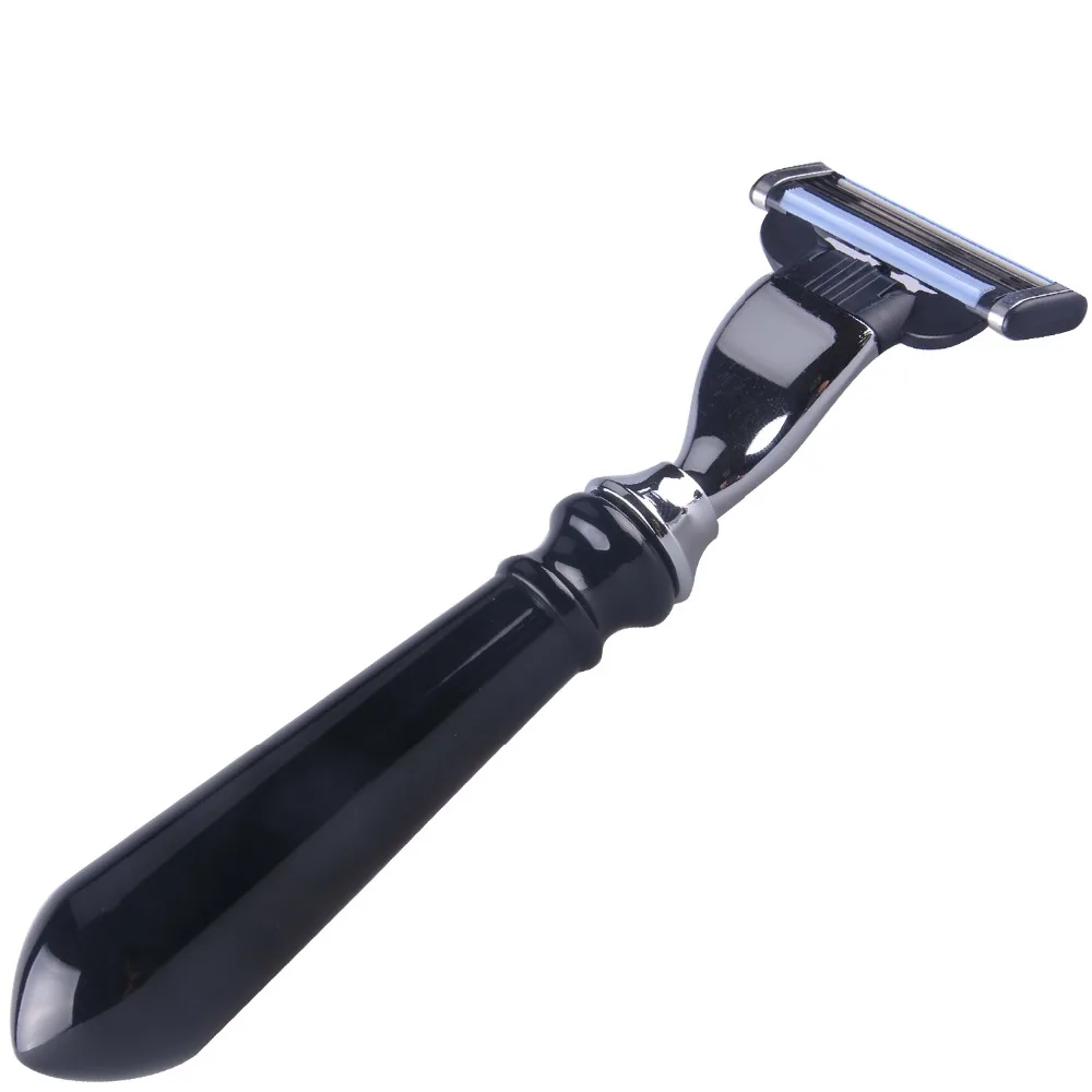 

black handle razor resin handle shaving razor for triple blades using salon professional shaving razor
