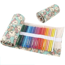 Creative 36/48/72 trous couleur porte-crayon toile rouleau poche maquillage cosmétique brosse stylo boîte de rangement sac école papeterie(China)