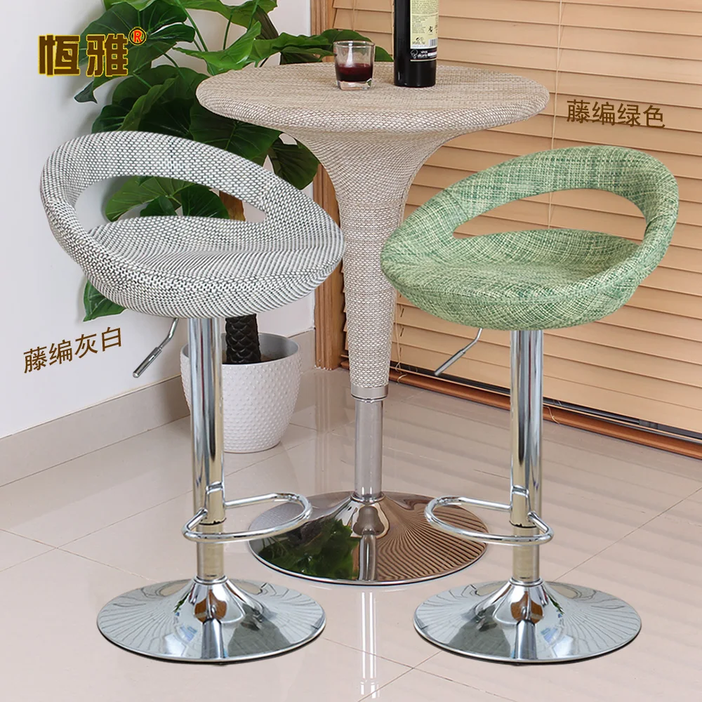 10%Bar table chair bar stool modern minimalist rotating lift chair rattan cash register front desk high stool