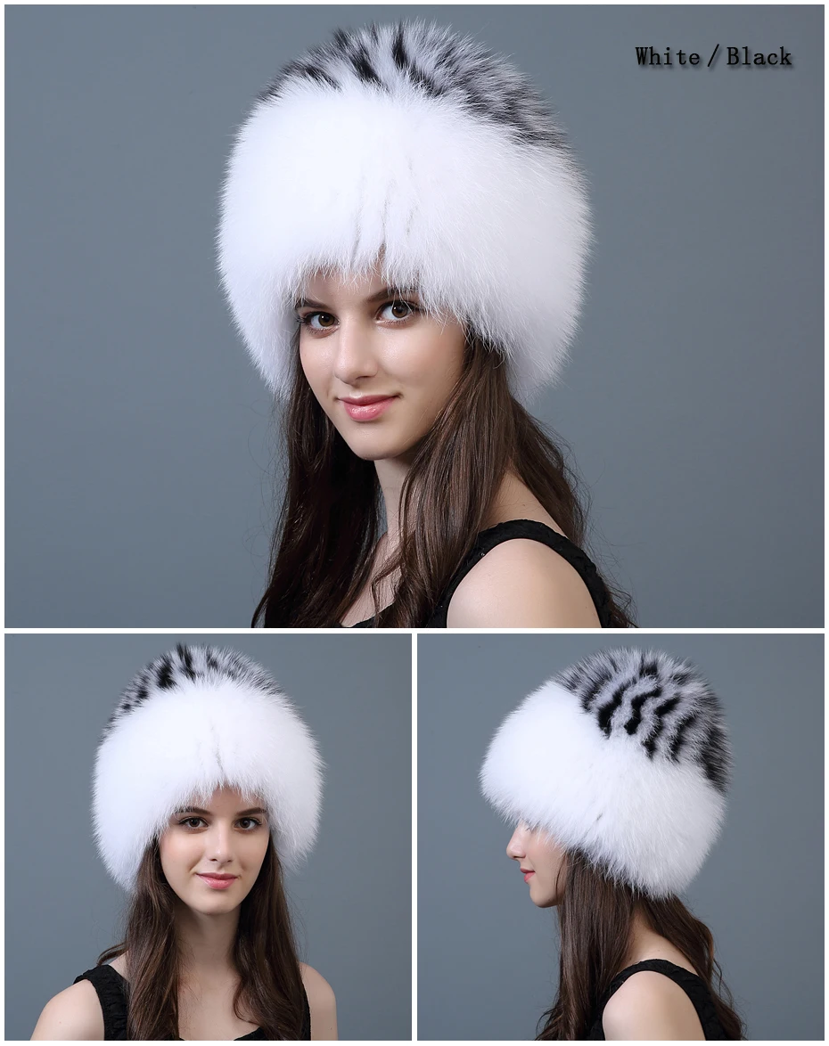 QiuMei женская зимняя меховая шапка из натурального Лисьего меха, вязаные шапки из натурального меха серебристой лисы, женские русские шапки-бомберы, утолщенная подкладка