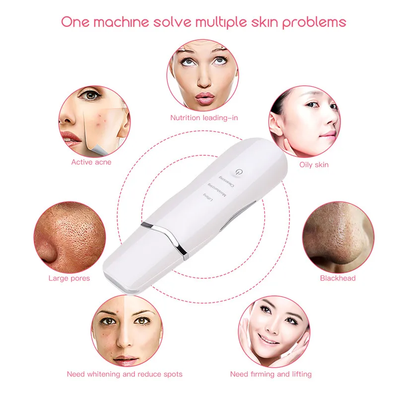 Máquina de Massagem Purificador da Pele Cuidados com a Pele Levantamento + Rosto Ultra Sônica Ultra-som Facial Poros Cleaner Peeling Vaporizador Nano Névoa Pulverizador 9 High Quality Beleza e saúde