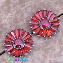Noble Rojo Grande Creado Granate Oro Aretes de Moda Para Las Mujeres K289