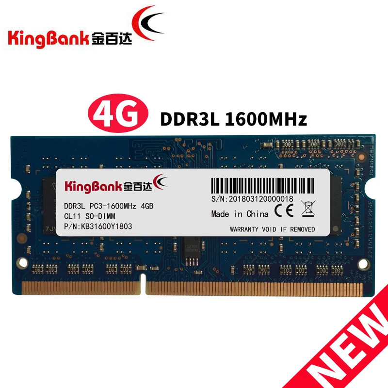 

kingbank Notebook Laptop memory Memory Memoria module 4GB 4G DDR3L PC3 1600MHz 240pin ECC RAM