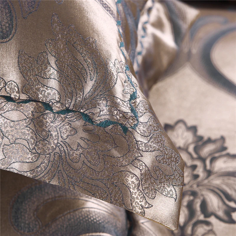 جديد الحرير مجموعة القطن الحرير الجاكار الفراش الفاخرة كبيرة الكلاسيكية أغطية غطاء لحاف السرير ورقة وسادة القضية ملكة الملك 4 قطع