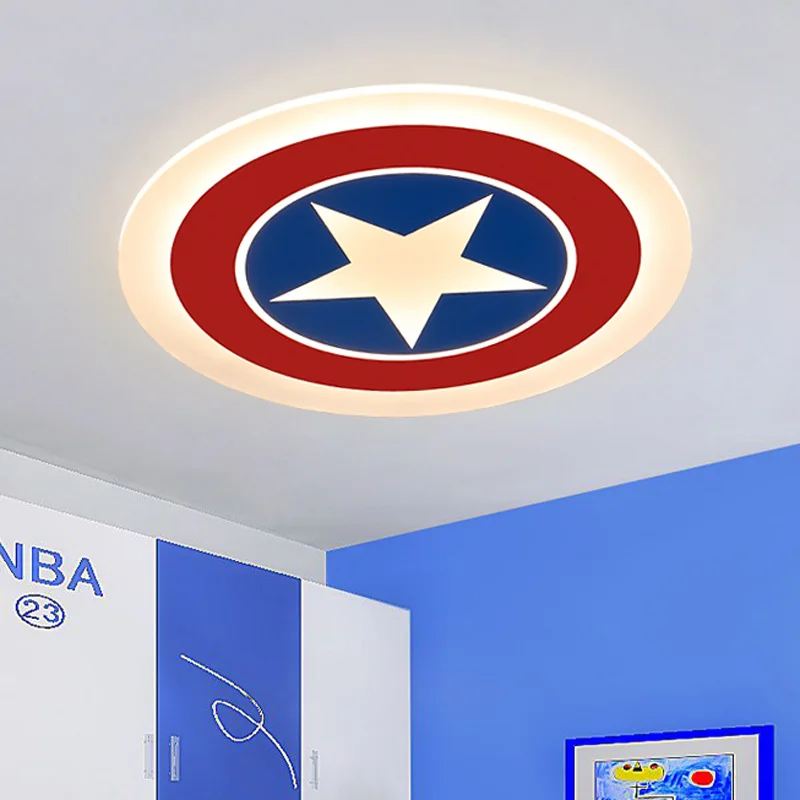 

S.orange Modern Creative LED Captain America Ceiling Light For Bedroom Lamp Kid's Room Lighting Fixtures Dimmable Acrylic