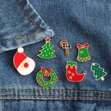 Broches de desenho animado de natal, meias fofas para árvore de papai noel