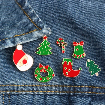 

Creative Cartoon Christmas Brooches Pins Cute Santa Claus Tree Jingle Bells Socks Donuts Candy Enamel Pin Badges Brooch