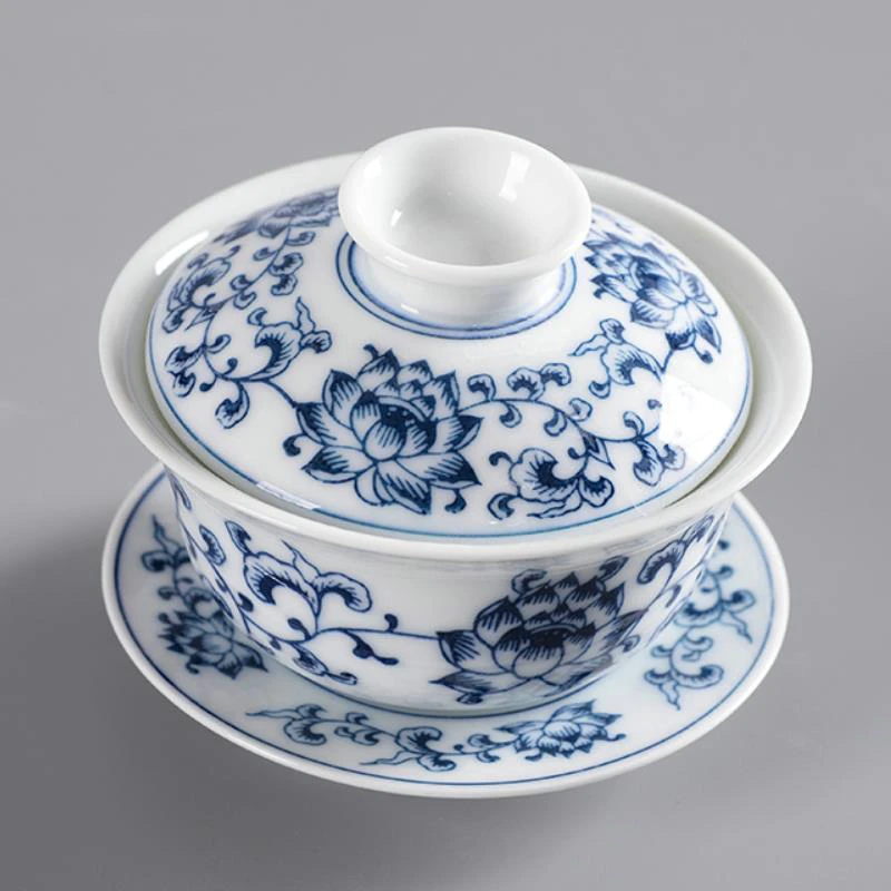 "King tea Mall" Gaiwan tea Tureen "синий и белый Китай" Чайные чашки чайные изделия чайные инструменты чайные наборы подарки 150-170 куб. См