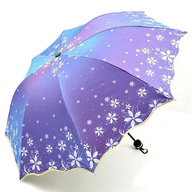 YADA Fashion Flower Lace Color Flash Umbrella Rainy Princess Umbrella For Women Men UV Folding Windproof Umbrellas Parasol YD179