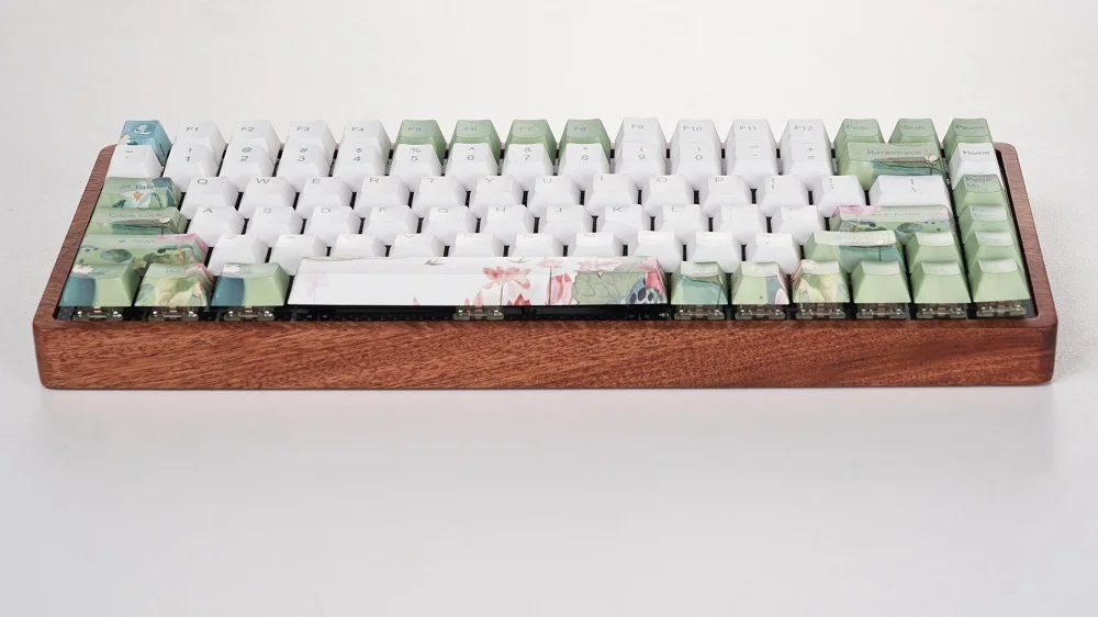 Gk84 механическая клавиатура 75% dye sub keycap Деревянный Пользовательский светильник rgb чернила paintingsakura lotus bluetooth 4,0 USB двойной режим