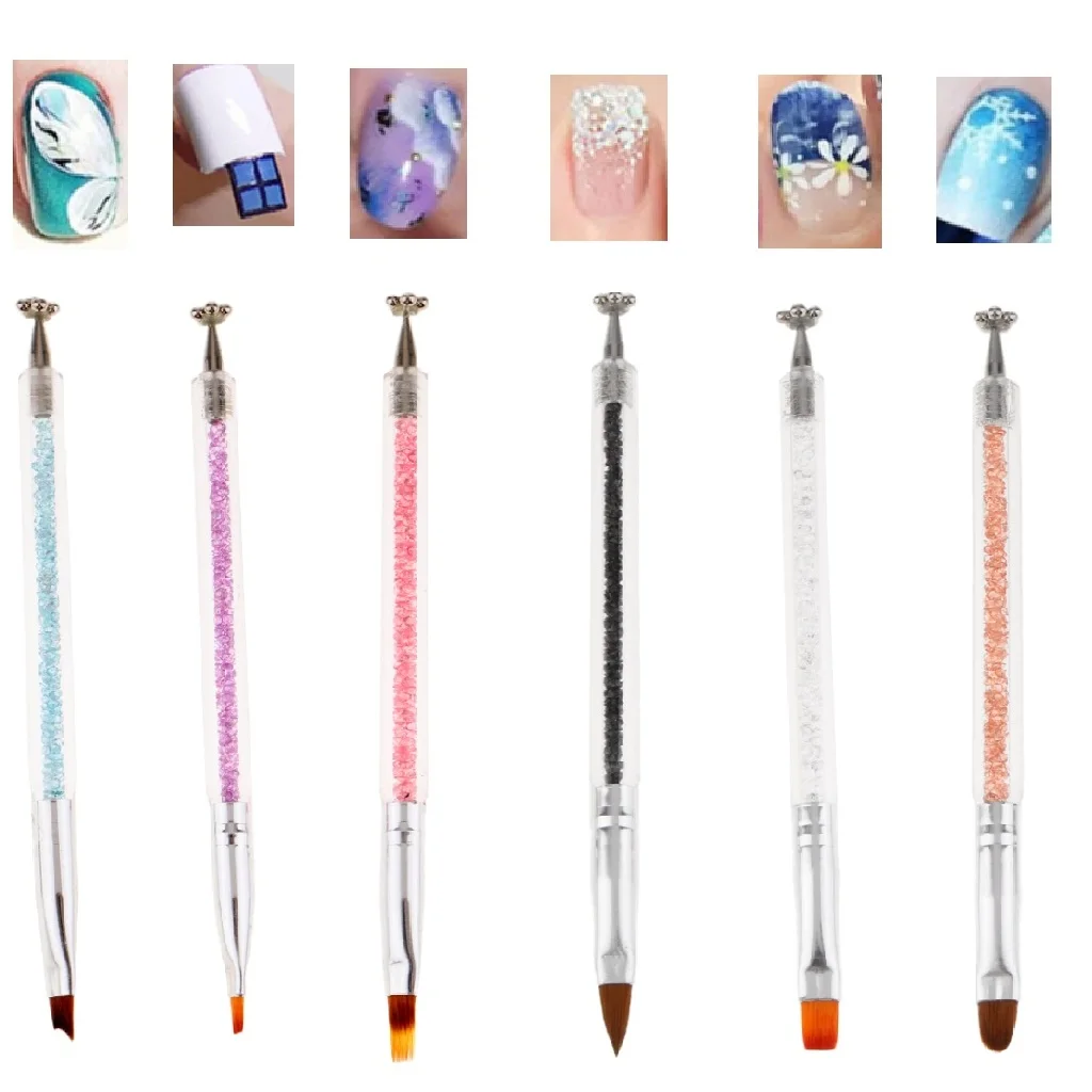 3PCS Double Head Nail Art DIY UV Gel Liner Brush Magnet Tip Painting Pen Nail Beauty