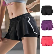 Lurehooker Для женщин дышащие однотонные спортивные шорты леди эластичный пояс беговые шорты для тренажерного зала быстросохнущая полиэстер шорты для йоги для Для женщин s