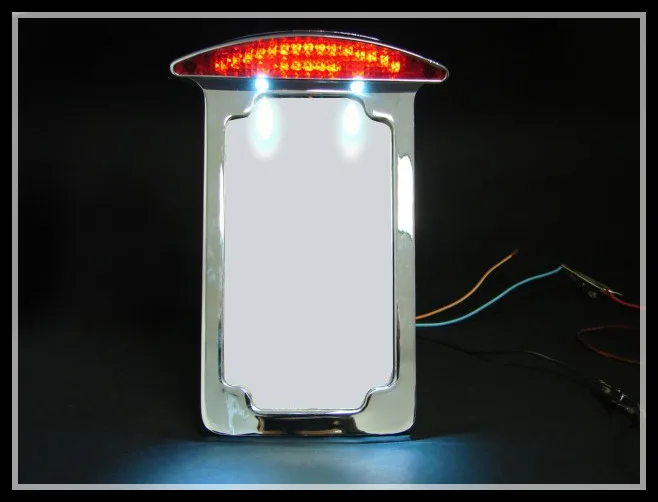 Chrome Side Mount Vertical License Plate Holder Bracket Tail Light For