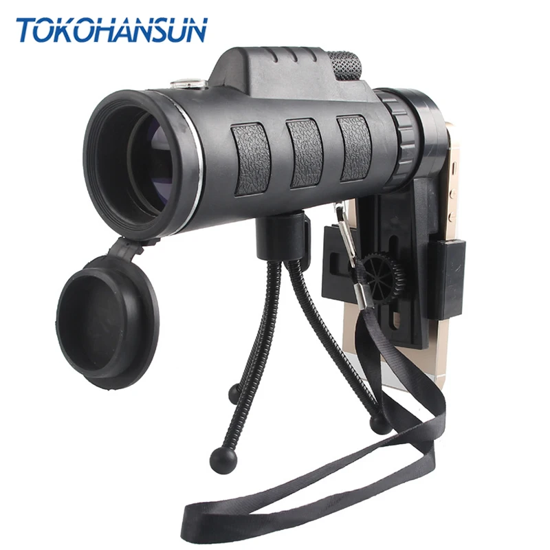 TOKOHANSUN 40X зум-объектив для смартфона Telescopio Para Celular монокулярная камера зум-линзы для мобильного телефона для охоты на открытом воздухе - Цвет: Черный