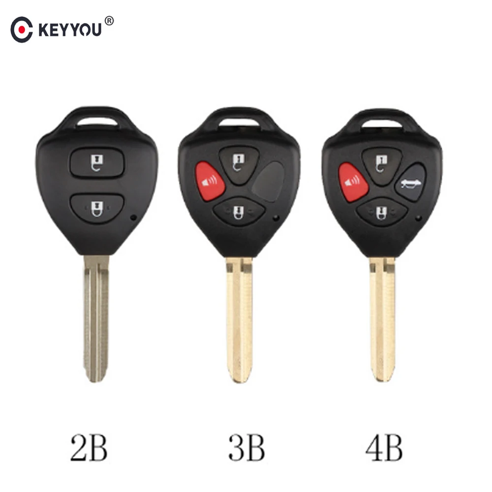 

KEYYOU 2 3 4 Button Remote Blank Key Fob Case Shell Fob For Toyota Corolla RAV4 Auto Car Key Toy43 Blade Replacement
