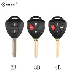 KEYYOU 2 3 4 кнопки дистанционного пустой брелок для ключей случае корпус-брелок для Toyota Corolla RAV4 авто ключ Toy43 замена лезвия