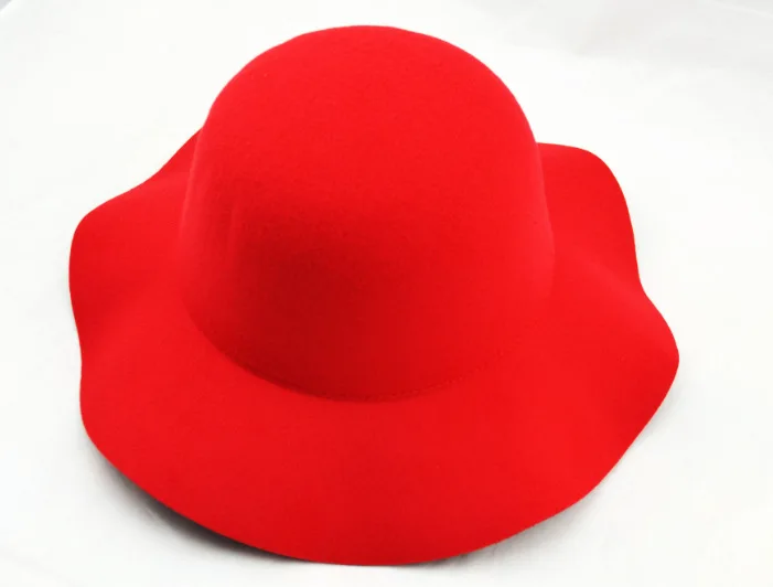 Зимняя шерстяная фетровая шляпа-котелок из чистого фетра, купольная Панама для женщин, британский стиль, винтажная Кепка-ведро H5 - Цвет: red