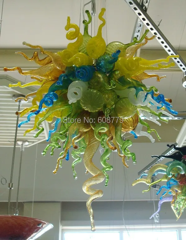 

Free Shipping High Ceiling Modern Hand Blown Art Glass Chandelier
