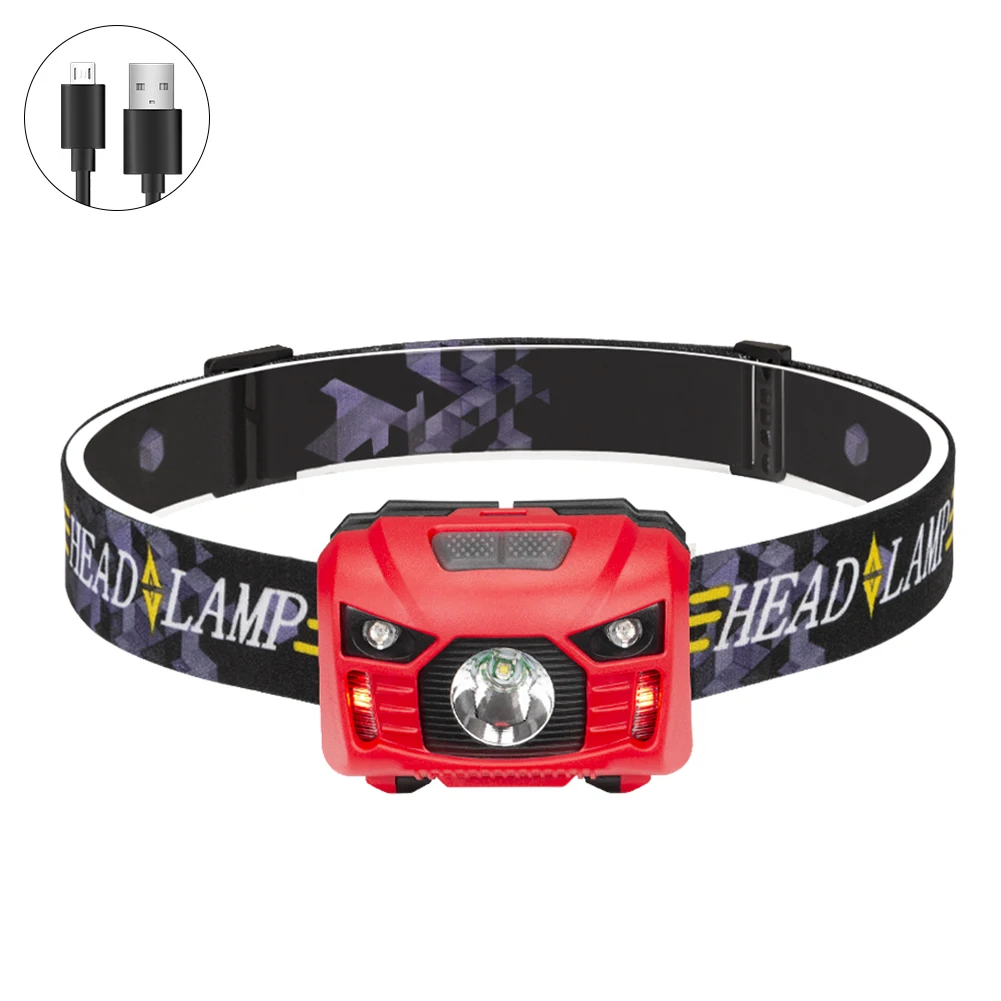 Светодиодный мини фонарь с датчиком движения перезаряжаемый USB|led headlamp|head light