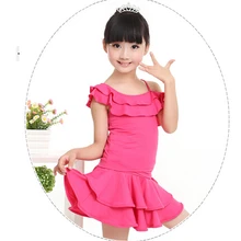 Синий, розовый, черный, 2 предмета, 100-160 см, Румба латиноамериканские танцы, платье Танго, Самба, профессиональный костюм для девочек