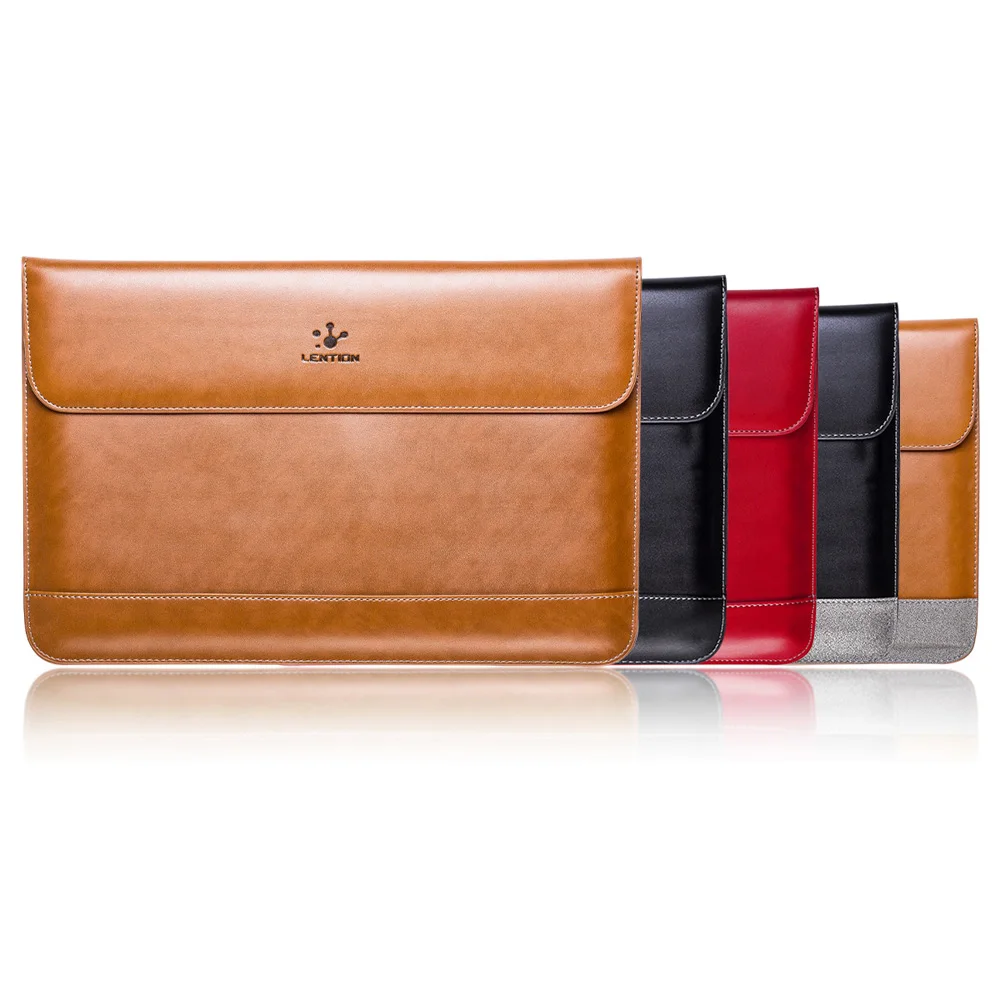 Premium Real Genuine Leather Flap Sleeve Bag Case Notebook Cover Pouch for MacBook 11" 12" 13" 15" Air Pro Retina Laptop Tablet